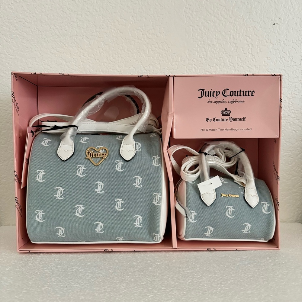 Juicy Couture Denim Mommy & Me Gift Set - 2 piece matching Satchel Bags